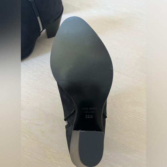 Never worn Barney’s black suede ankle heel boots with wooden heel and zipper - Picture 2 of 5